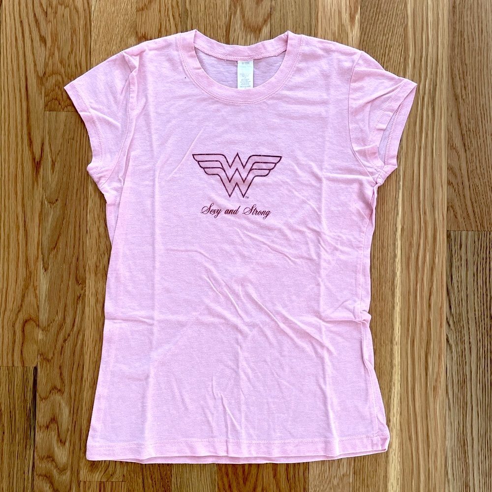 Wonder Women Fitted Pink Tee “Sexy and Strong”